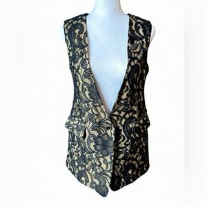 Maison Margiela Lace Vest Black Nude Sheer Tailored Sleeveless Top